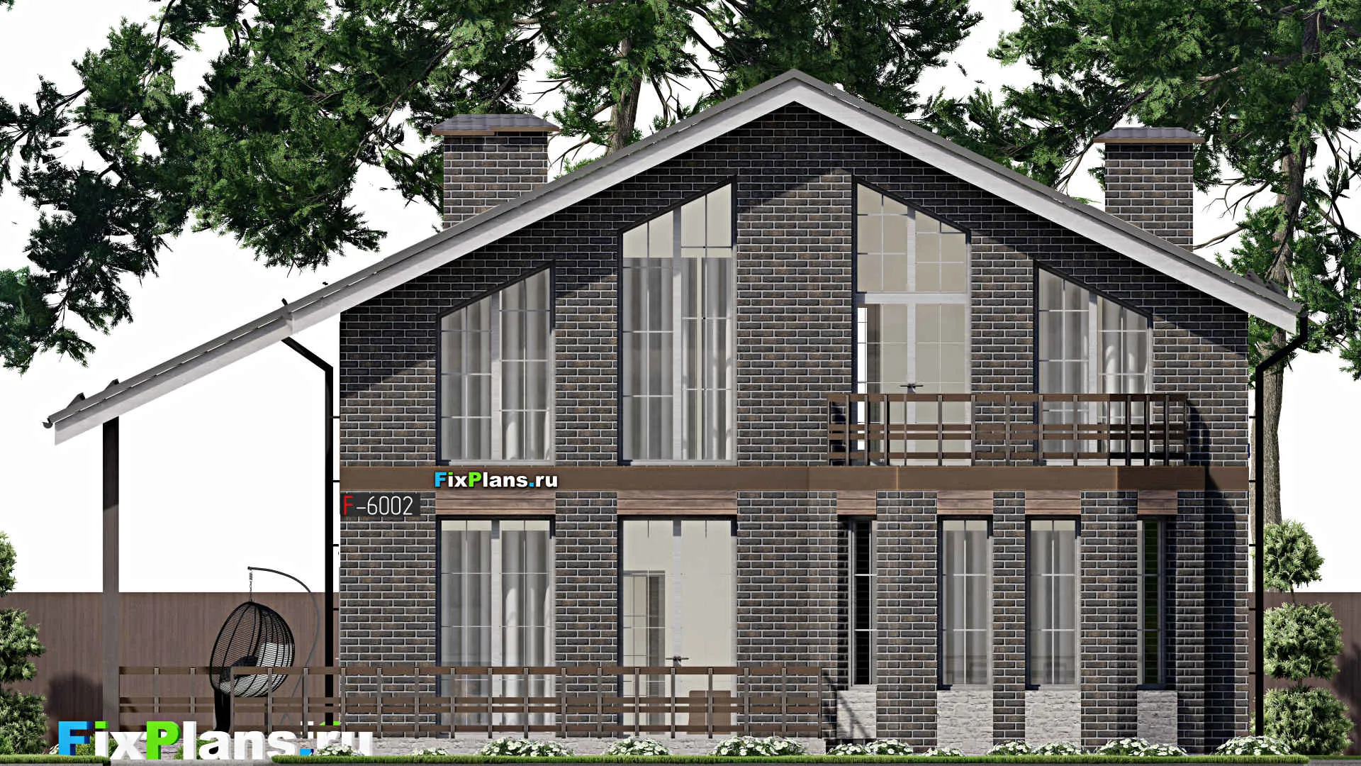 F-6002 - Проект дома с мансардой 12 на 14, площадью 230 м² с баней и 4 спальнями