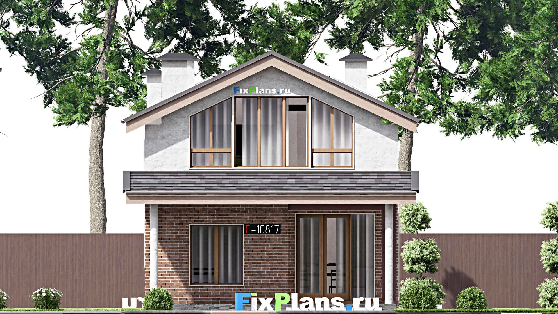 F-10817 - Планы дома с мансардой 9 на 28, площадью 290 м² с террасой, баней и 4 спальнями