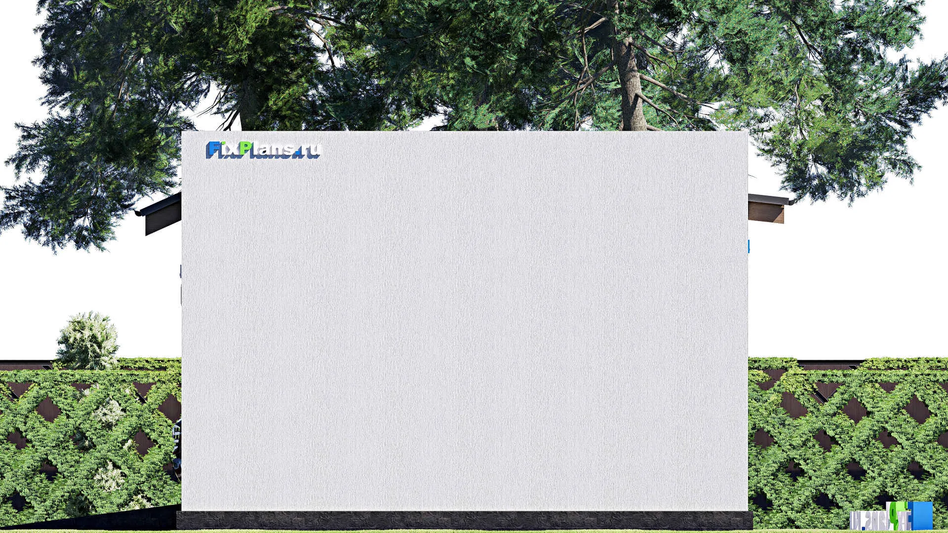 F-19142 - Проект гаража из газобетона 8 на 9, площадью 110 м² на 2 машиноместа