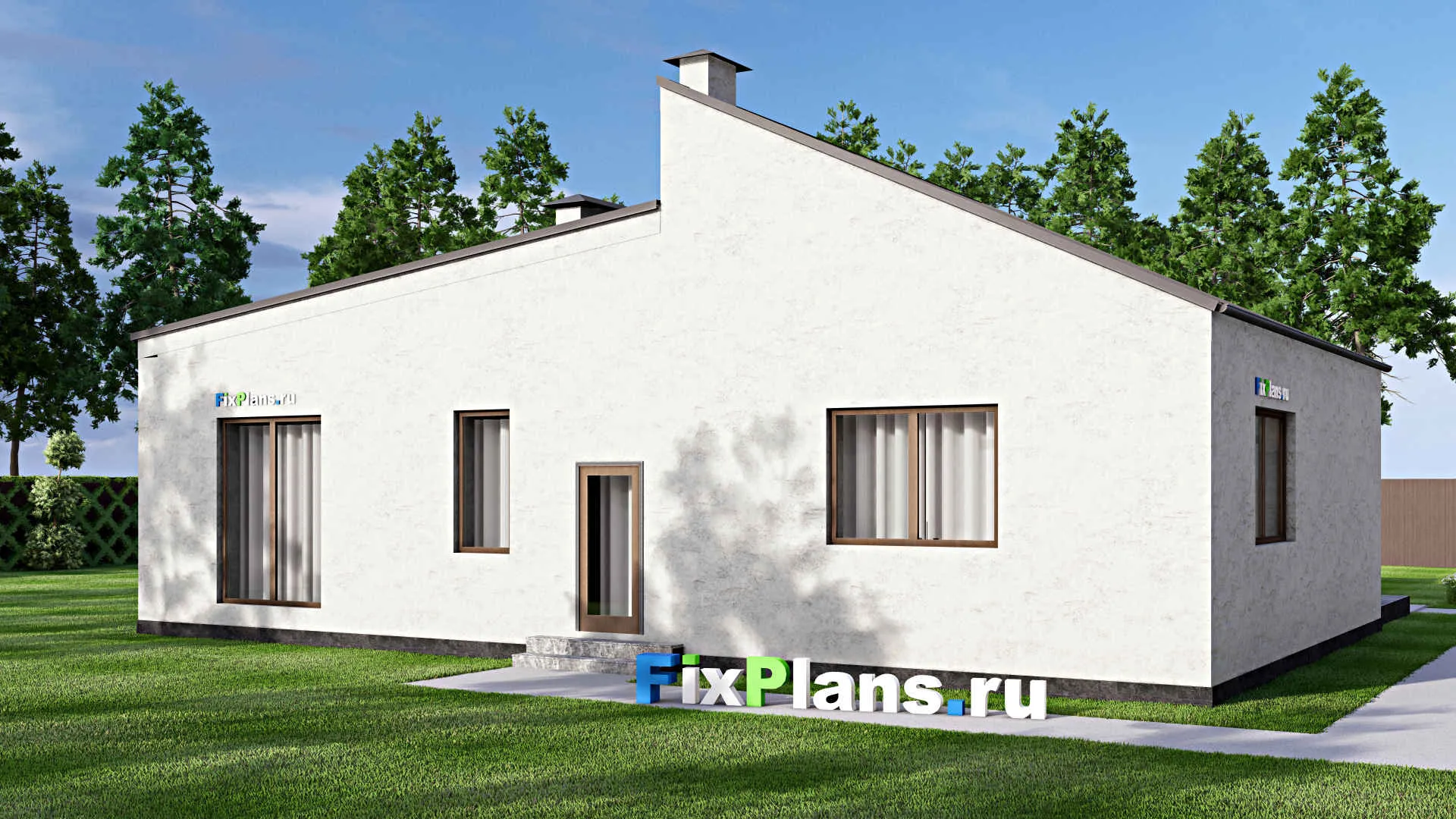 F-14831 - Проект одноэтажного дома 14 на 16, площадью 170 м² с террасой и 3 спальнями