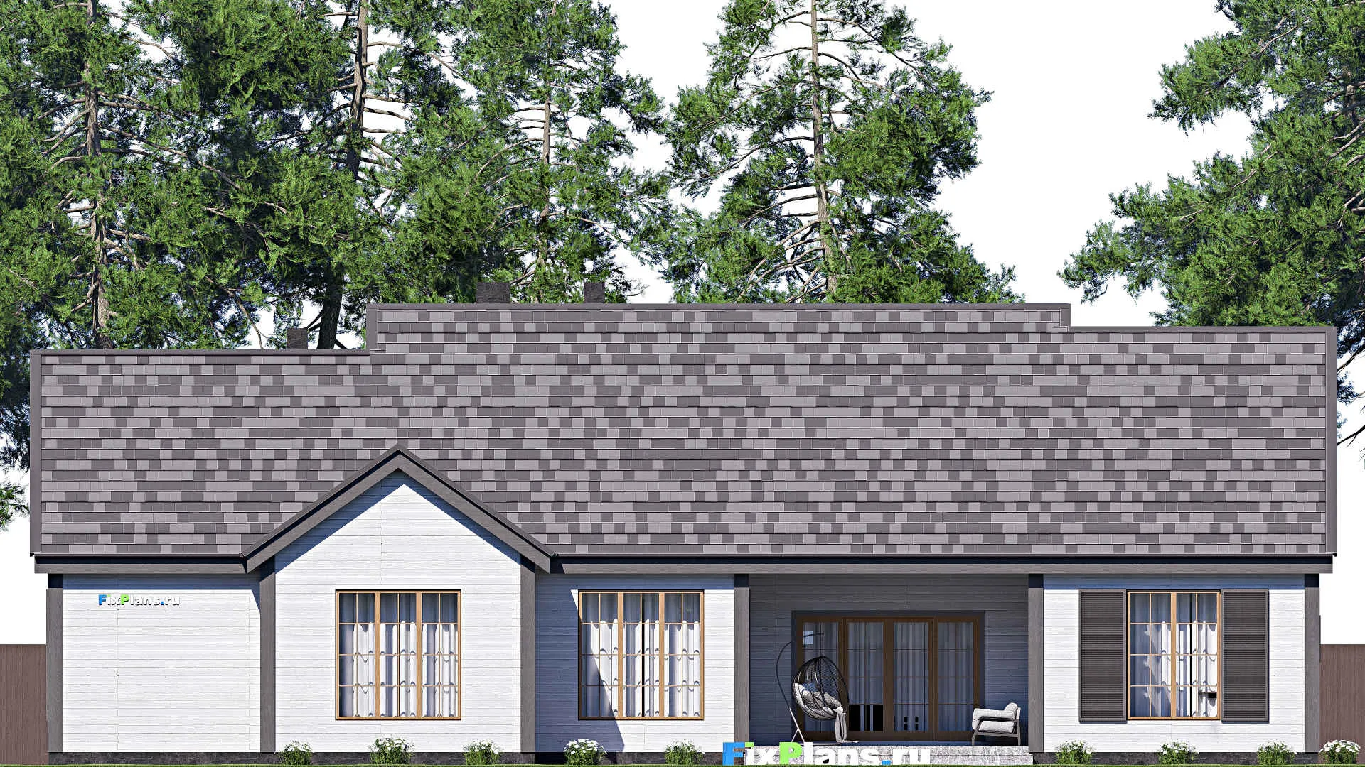 F-17144 - Планы дома с мансардой 21 на 25, площадью 300 м² с террасой, гаражом на 2 машины и 4 спальнями