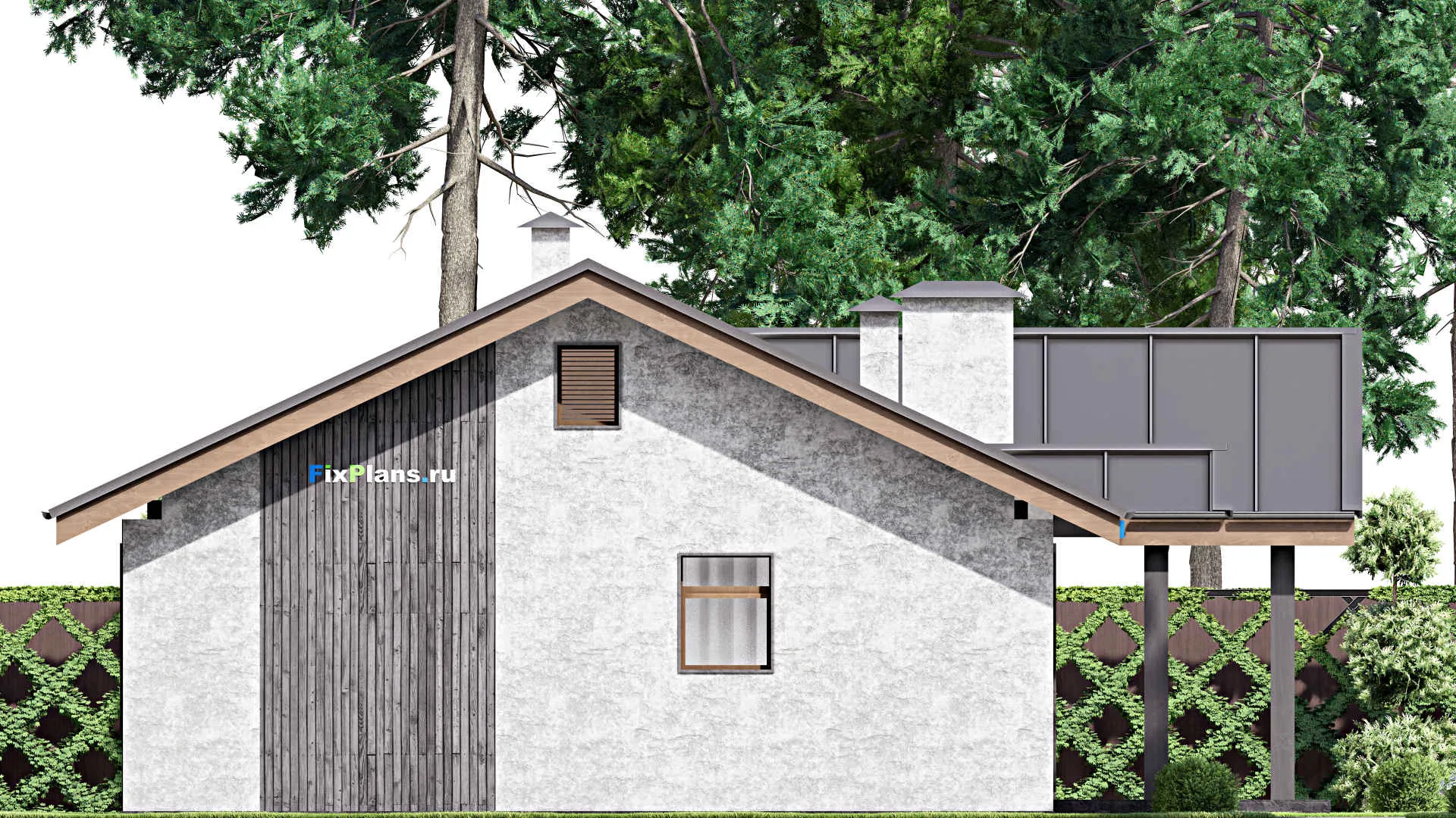 F-14561 - План одноэтажного дома 13 на 15, площадью 140 м² с террасой и 3 спальнями